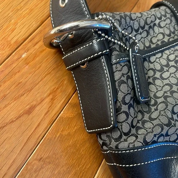 Coach soho mini Black and Gray Textured Shoulder Bag with Metallic Accents - Picture 6 of 6